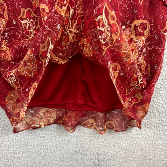 Y2k Dress Sz 8 Fairy Coquette Sheer Floral Stretch Ruffle Feminine Romantic VTG - Picture 6 of 13